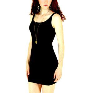 Black Rayon Slim Tank Dress